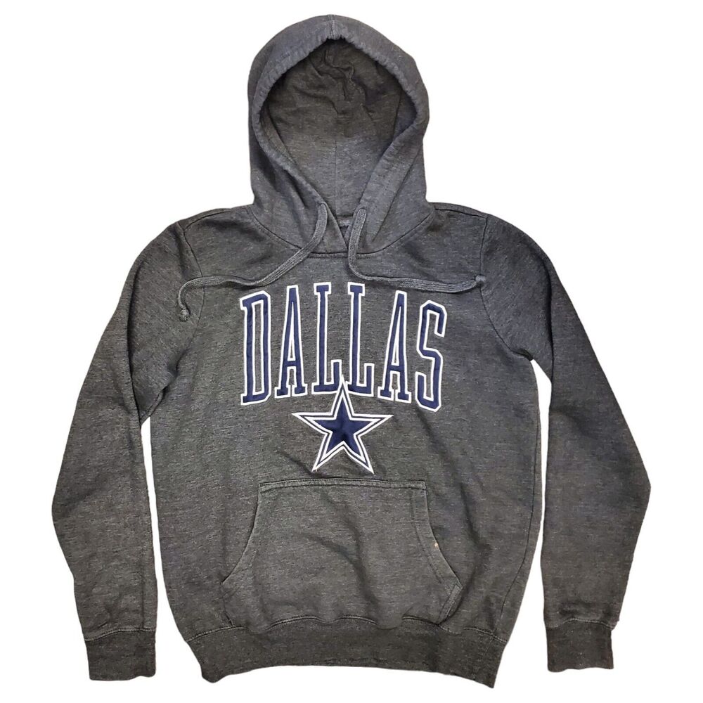 DALLAS COWBOYS Sweater Womens Medium Gray BIG Logo Spell Out Hoodie NFL Football